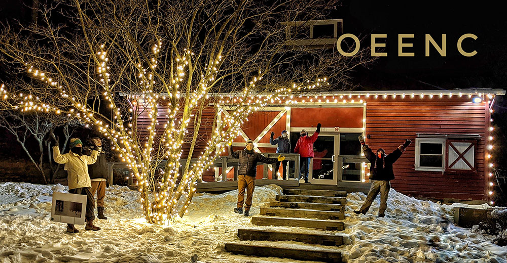 Schmanska Barn lit with warm lights by the OEENC