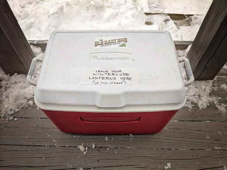 Lantern drop off cooler with instructions